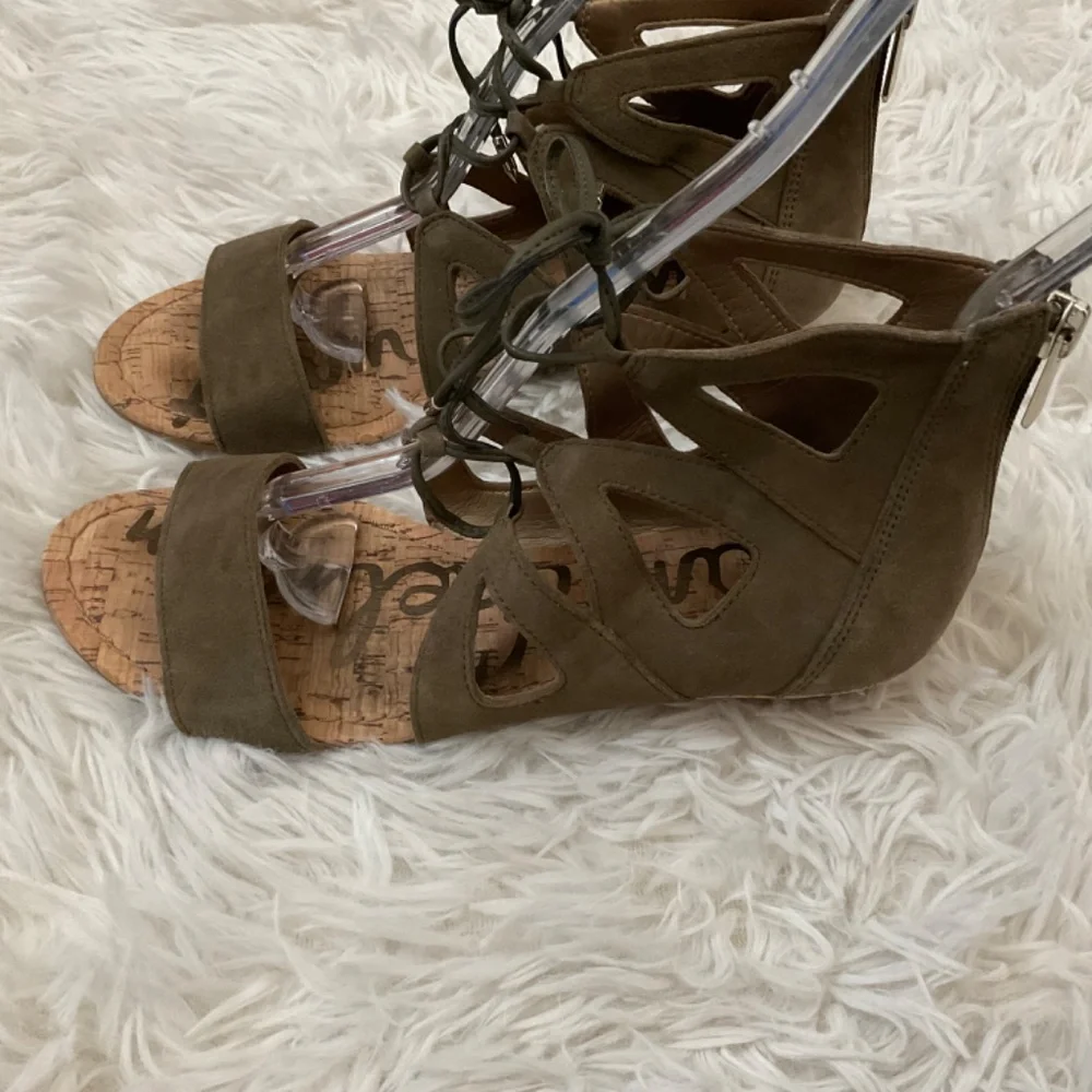 Sam Edelman Dean‎ Suede Lace Up Sandals - Green - Size 6